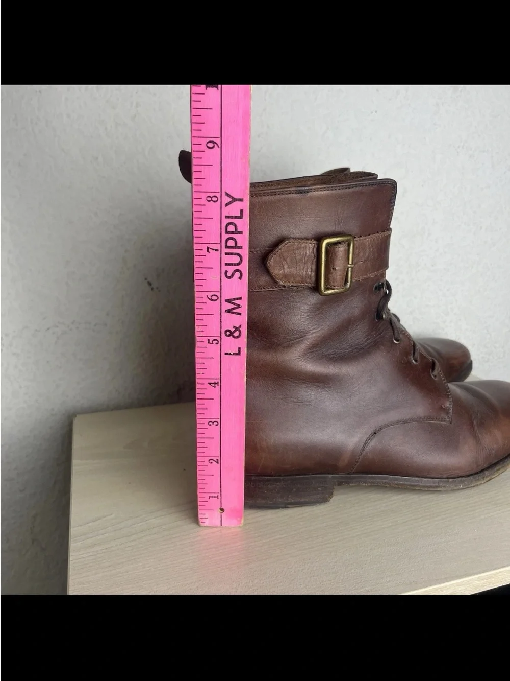 Dolce & Gabbana Men Size 9.5 Boots Leather Lace Up Brown Buckle